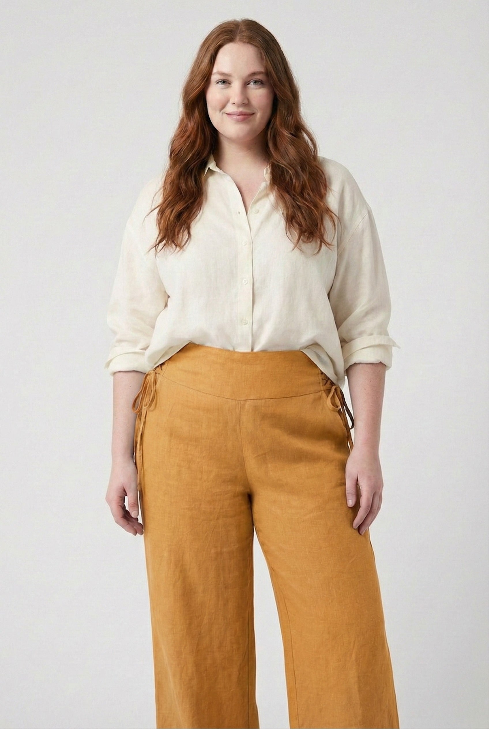Linen Pants with Side Tie Detail