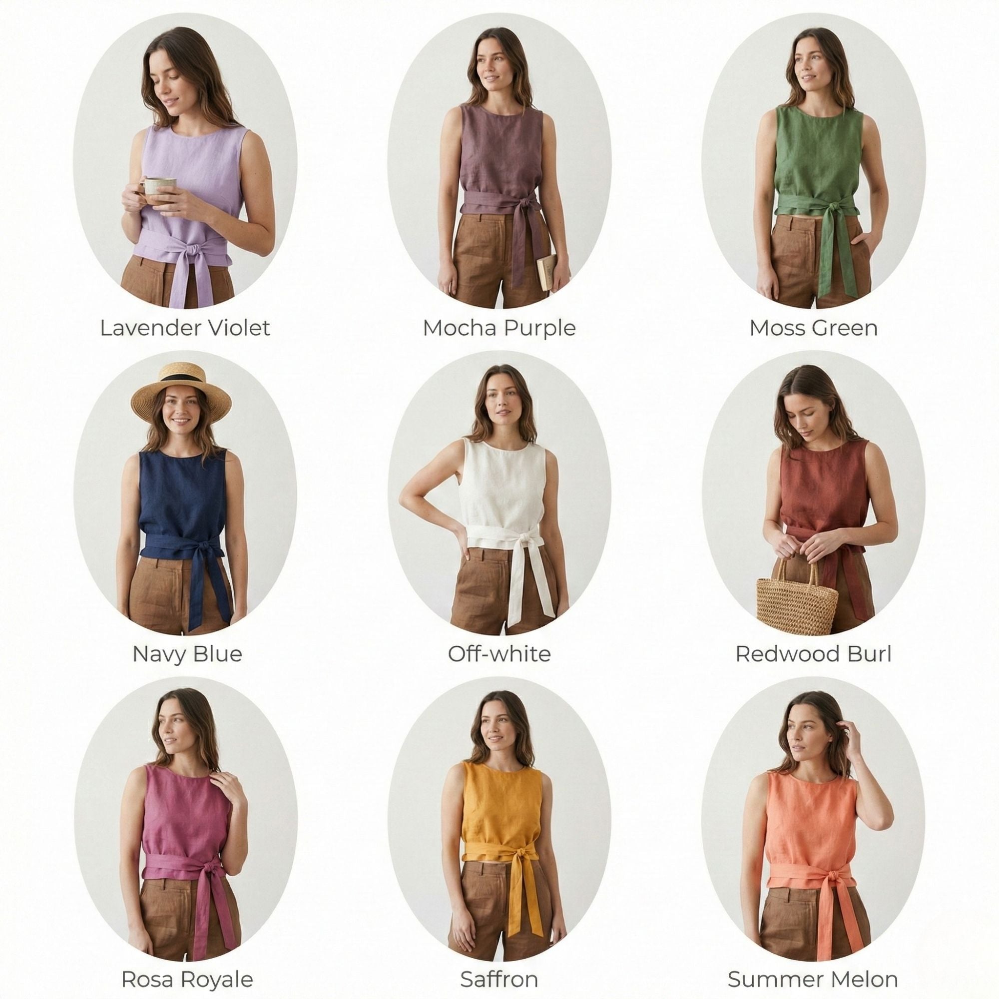 Linen Wrap Blouse with Tie Belt