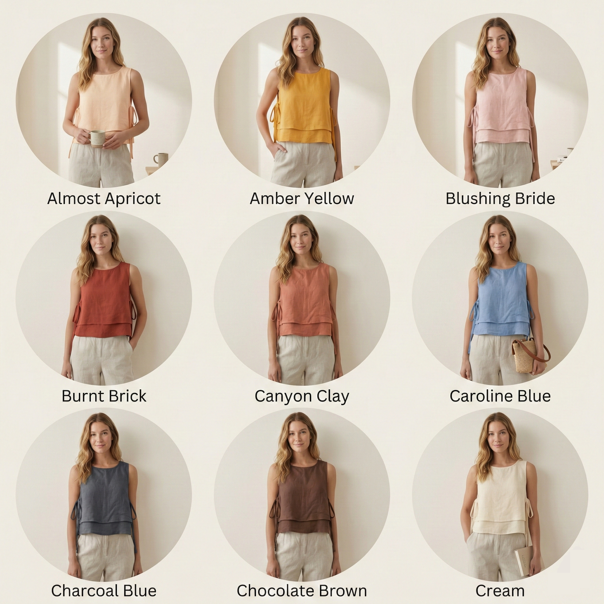 Layered Linen Top with Side Ties
