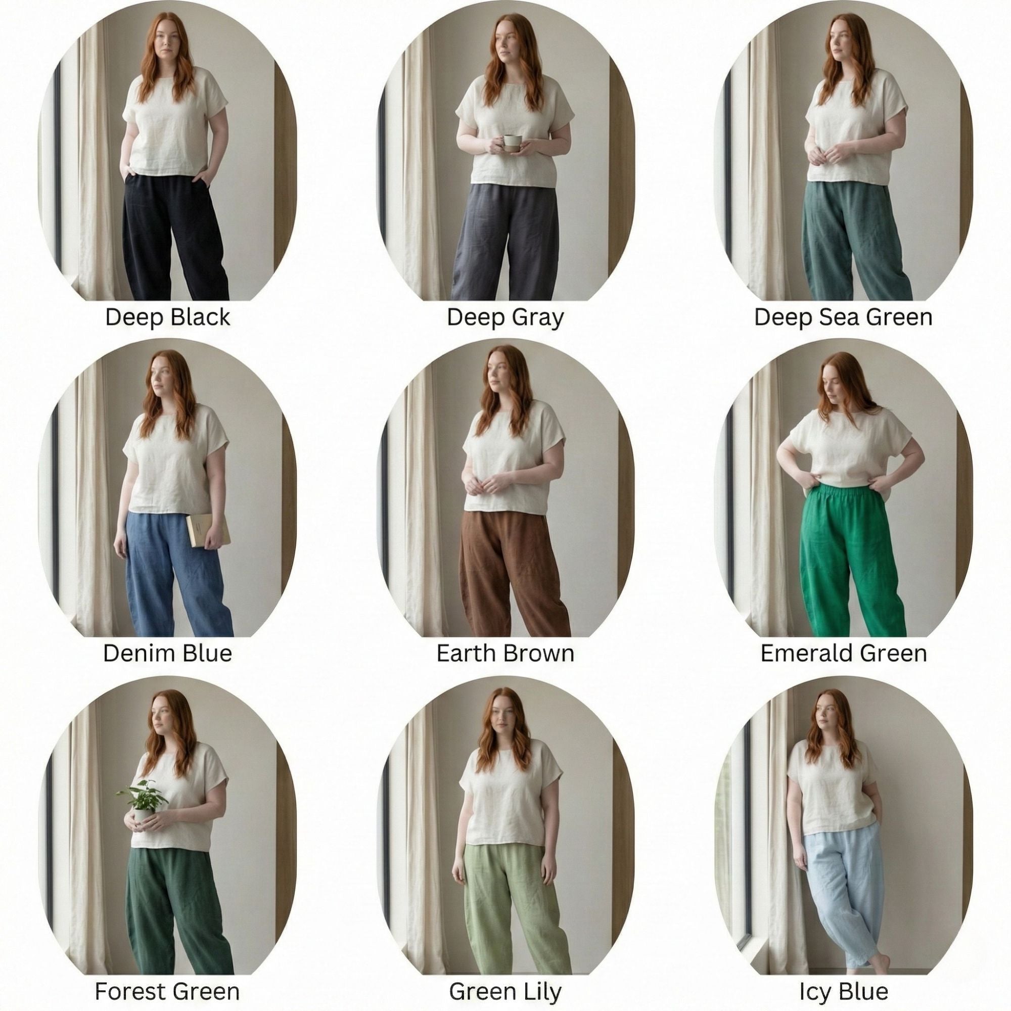 High-Waisted Relaxed Linen Pants with Pockets