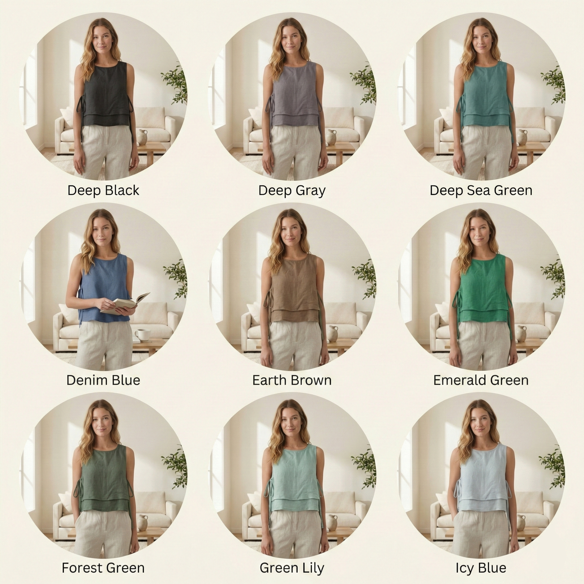 Layered Linen Top with Side Ties