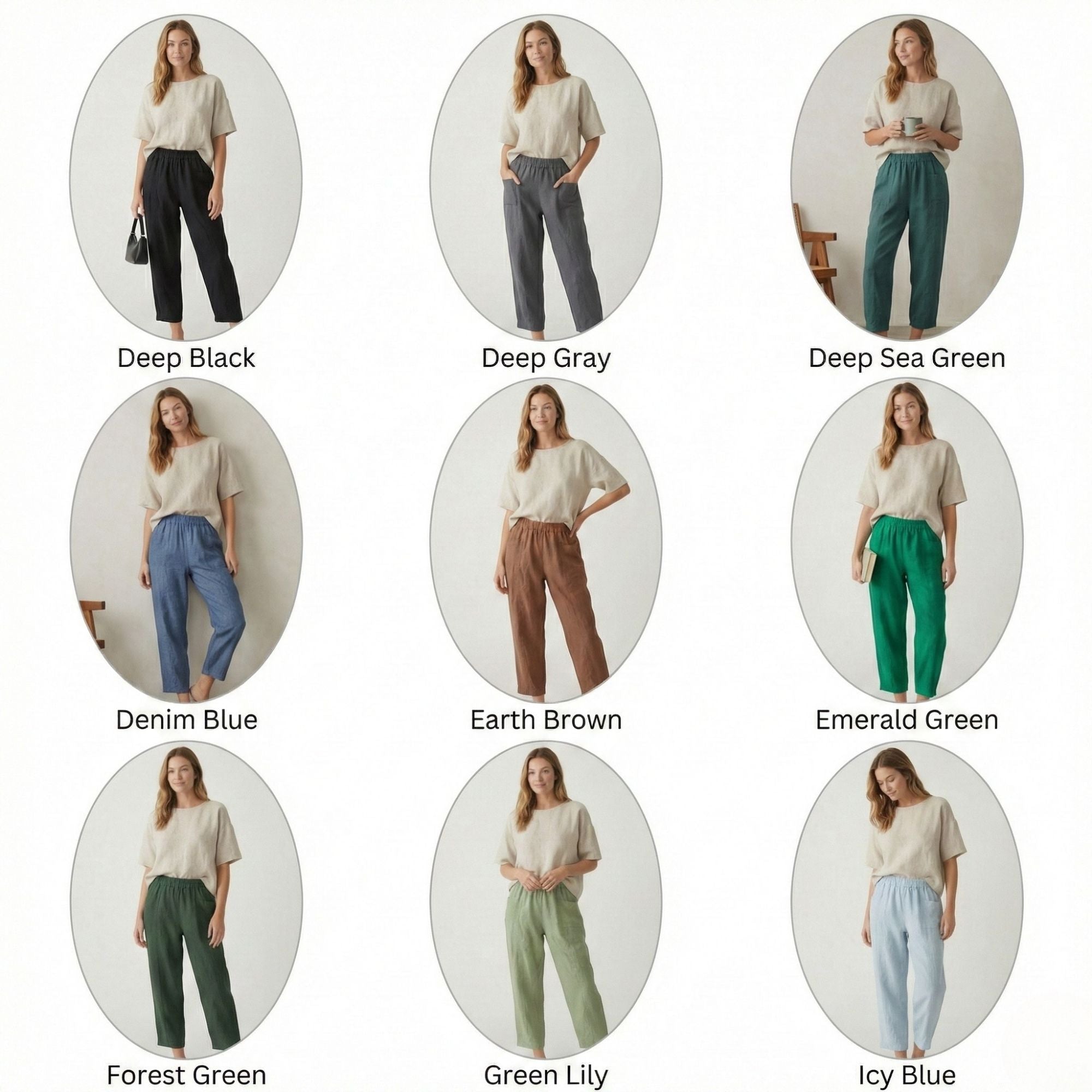High-Waisted Relaxed Linen Pants with Pockets