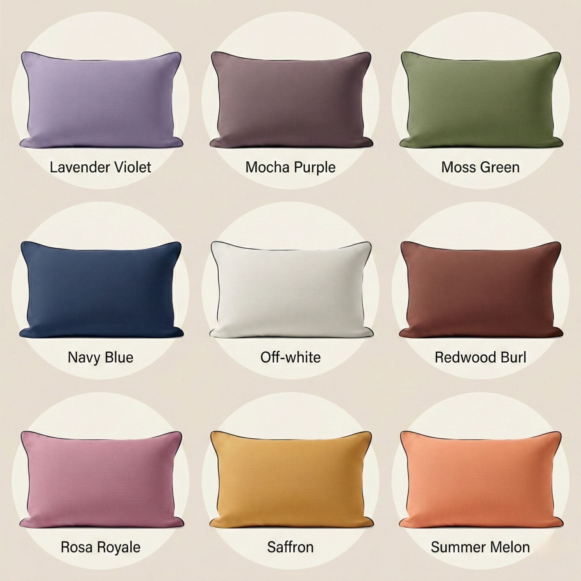 Linen Pillowcase with Contrast Piping