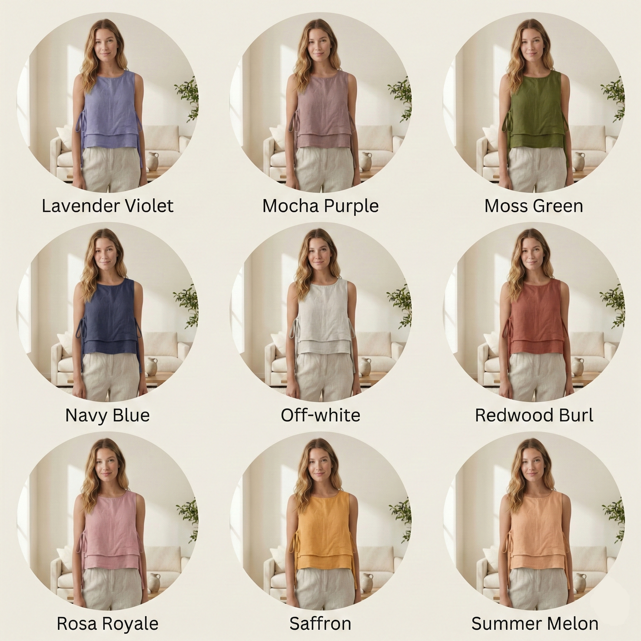 Layered Linen Top with Side Ties