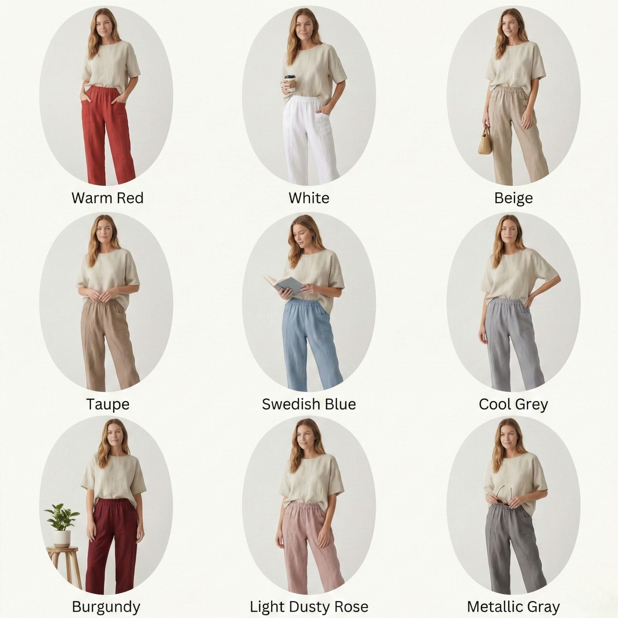 High-Waisted Relaxed Linen Pants with Pockets