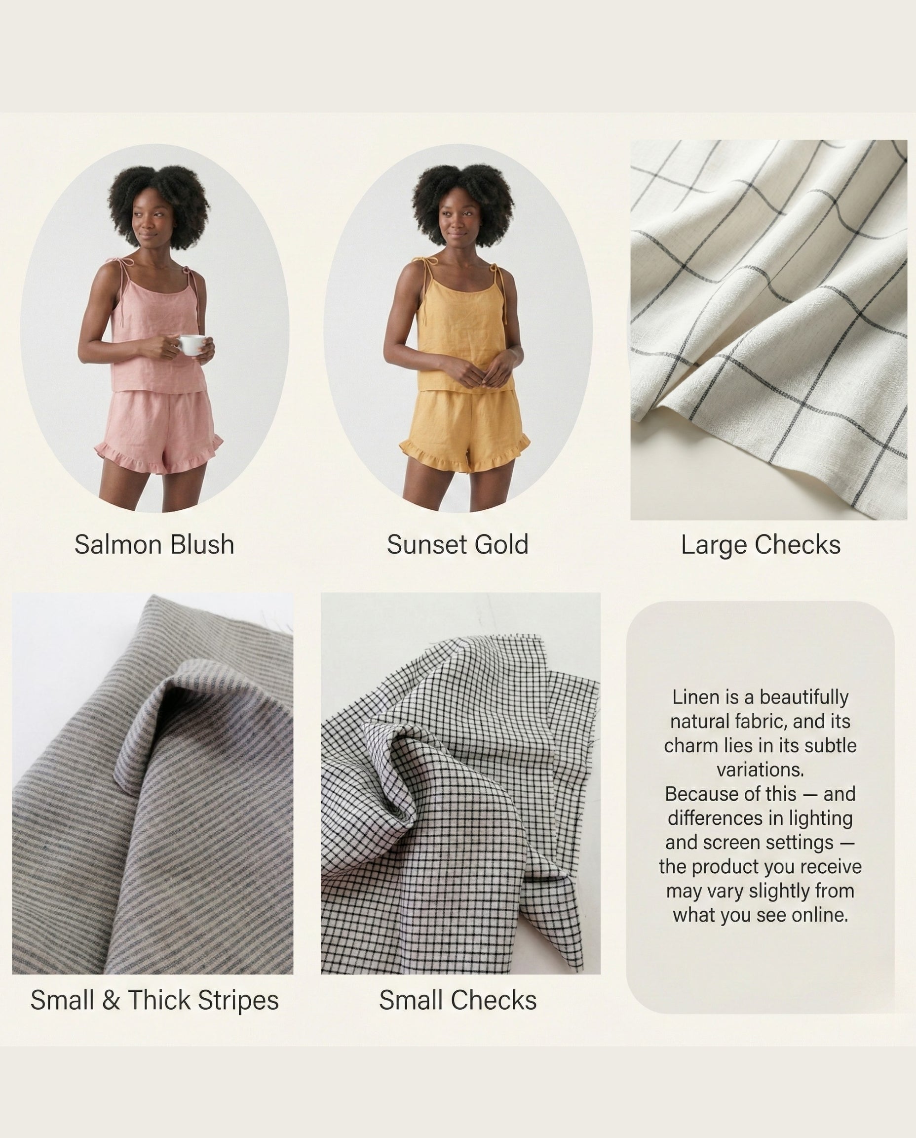 Linen Pajama Set & Ruffle Shorts Sleepwear