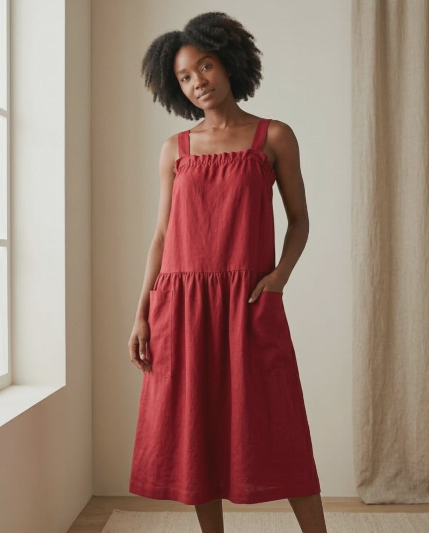 Pinafore Linen Dress