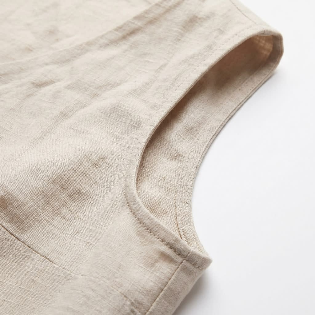 Ruffle Hem Buttoned Linen Vest Top