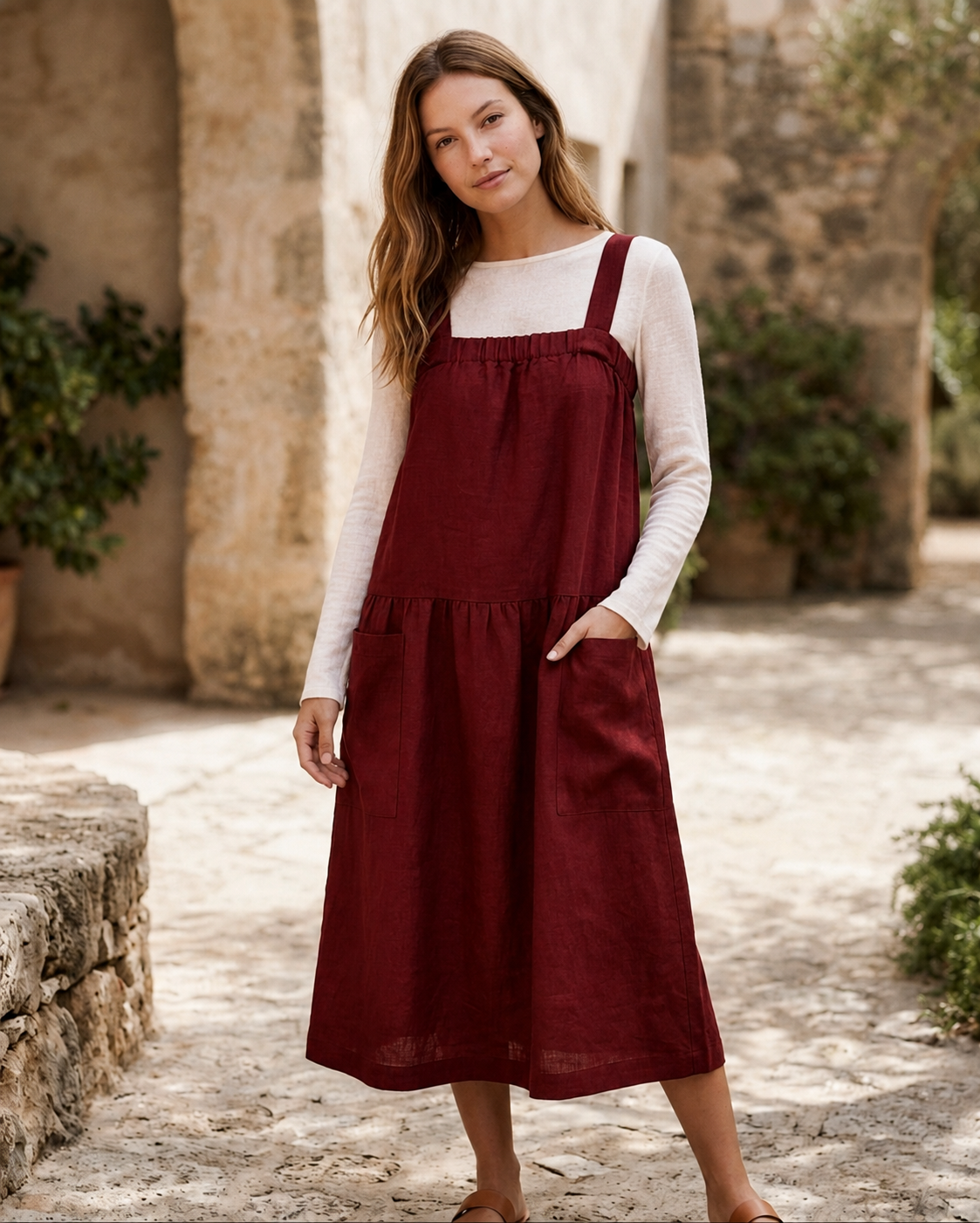 Pinafore Linen Dress
