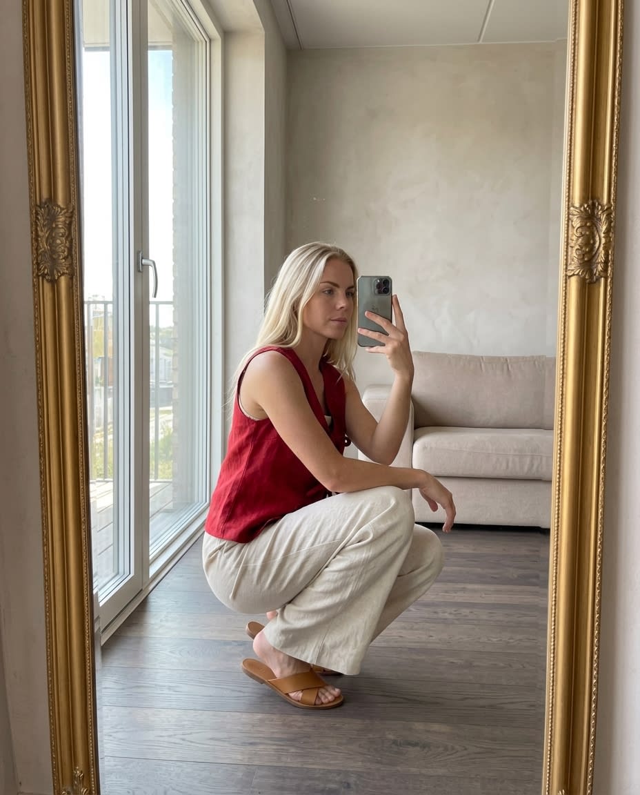Tie-Front Sleeveless Linen Vest