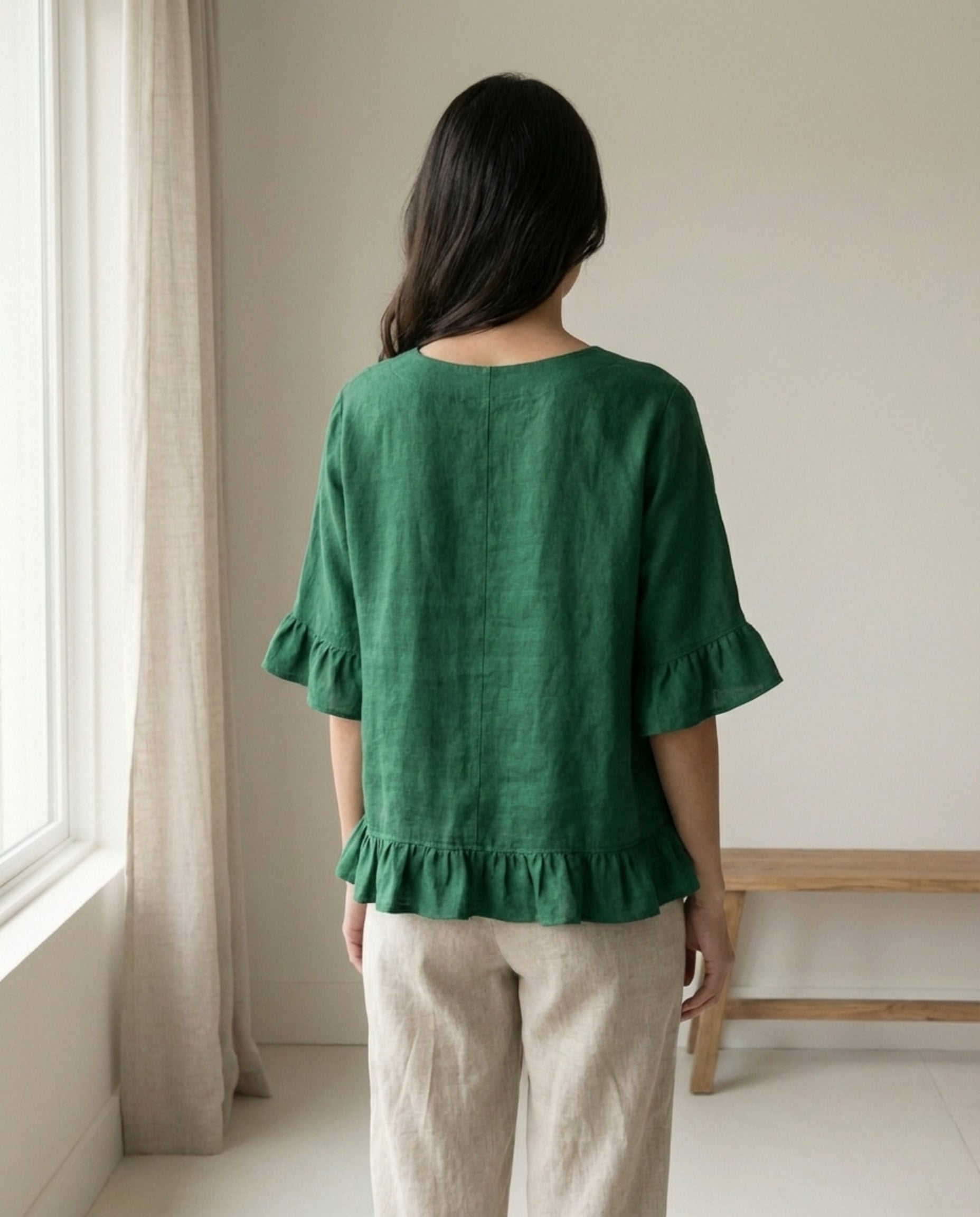 Ruffled Linen Blouse