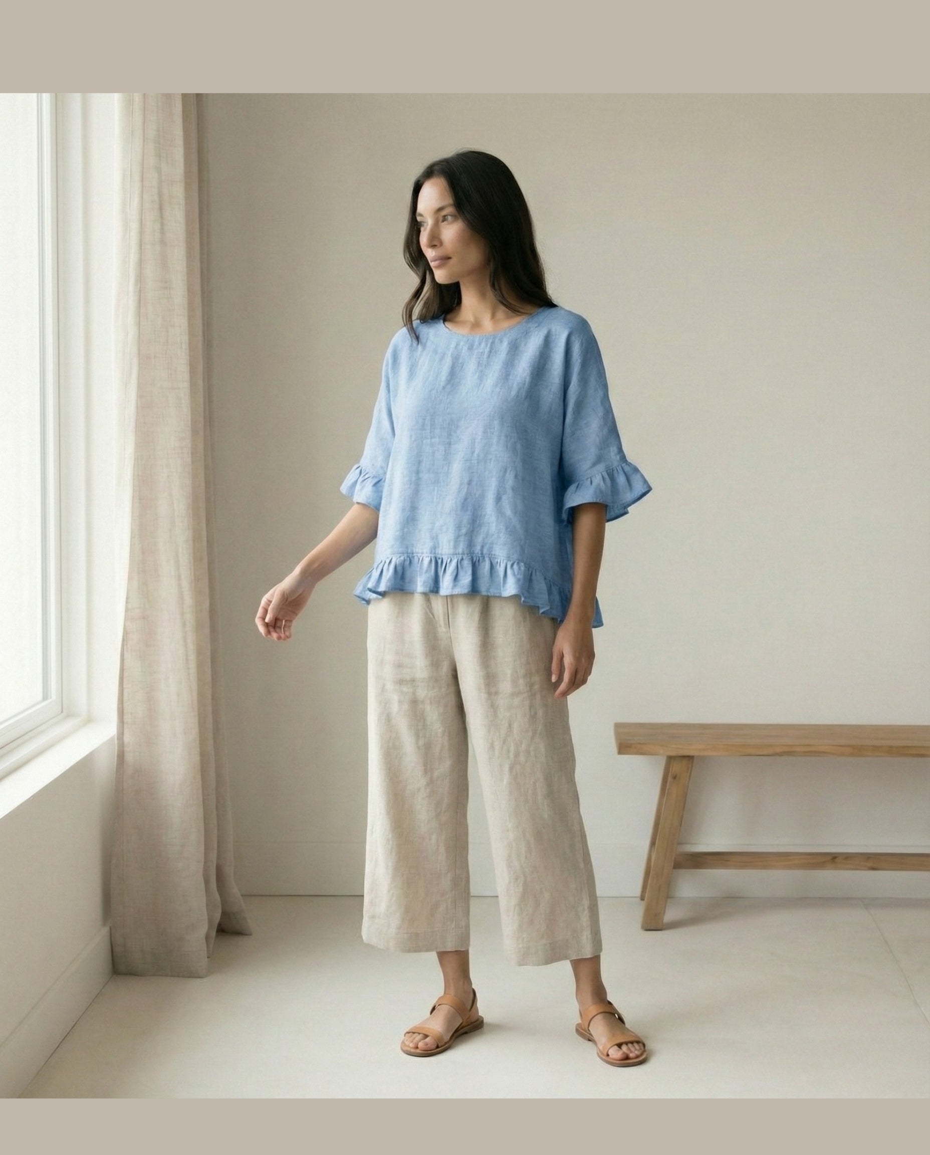 Ruffled Linen Blouse