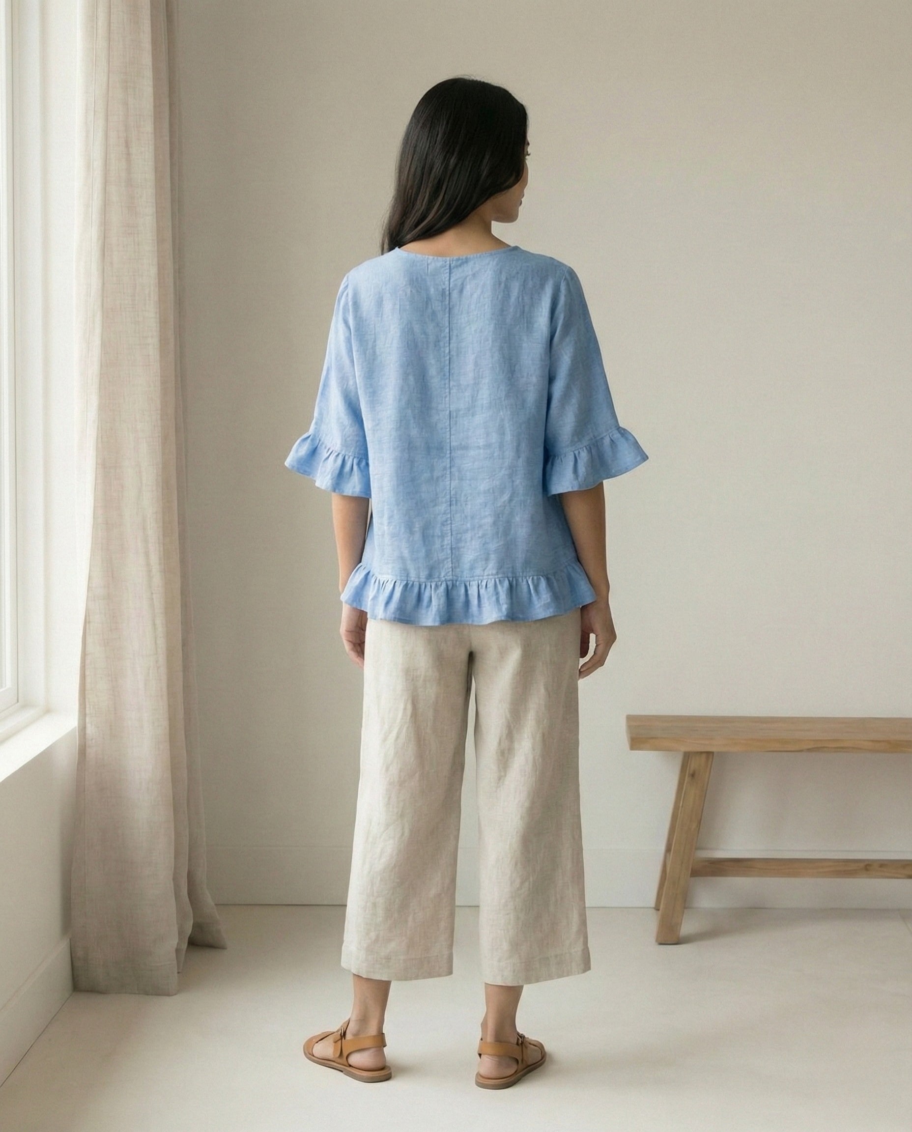 Ruffled Linen Blouse