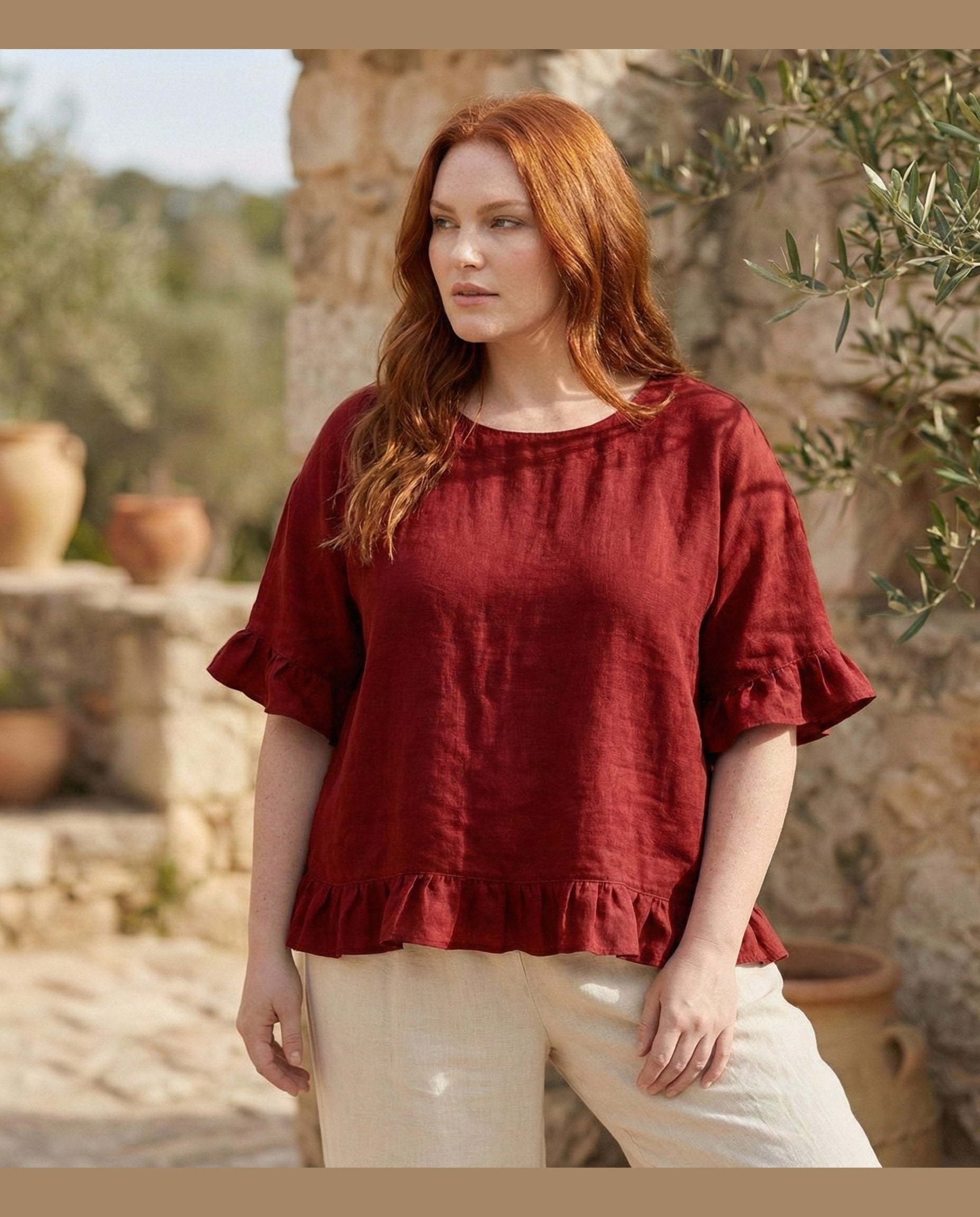 Ruffled Linen Blouse