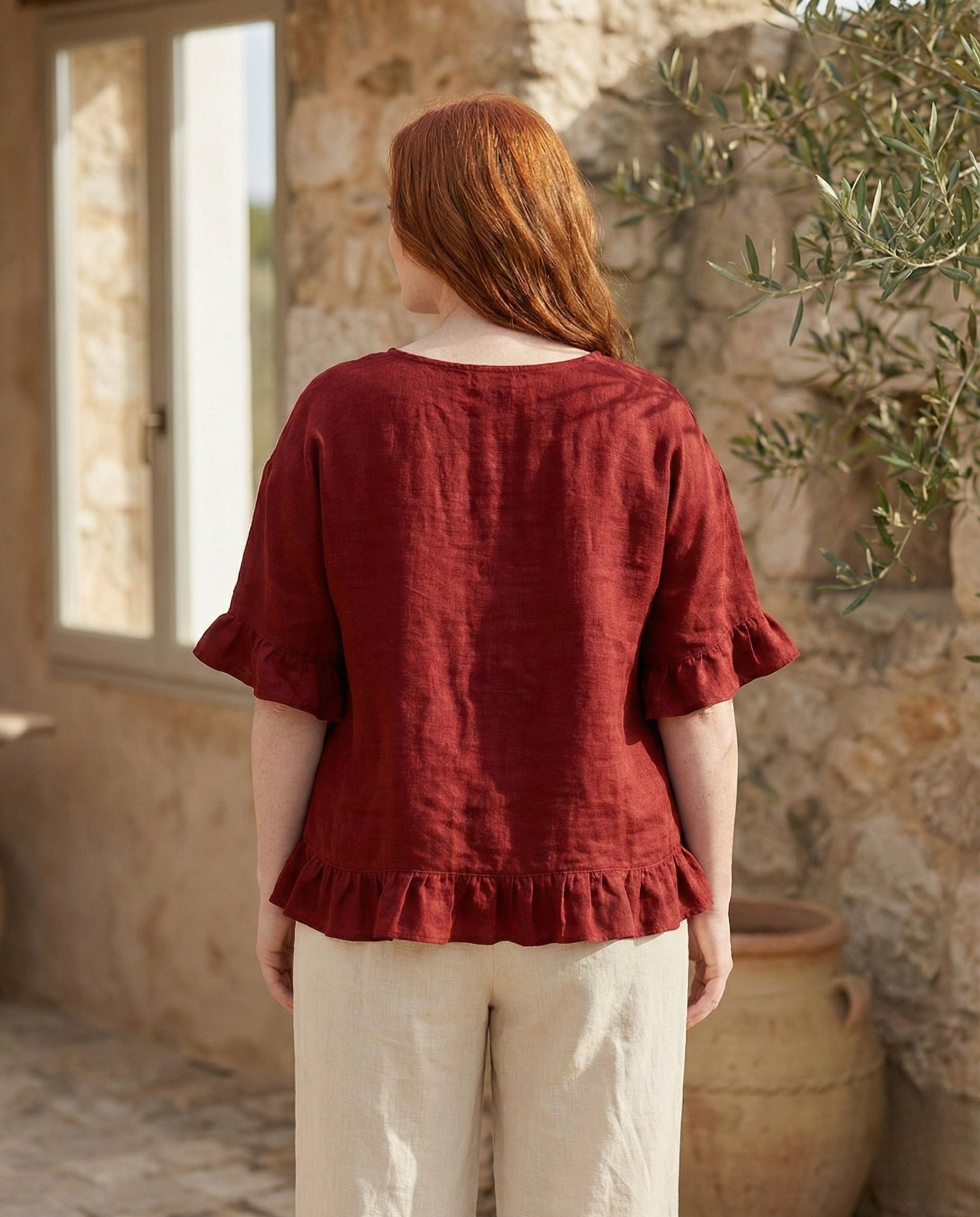 Ruffled Linen Blouse