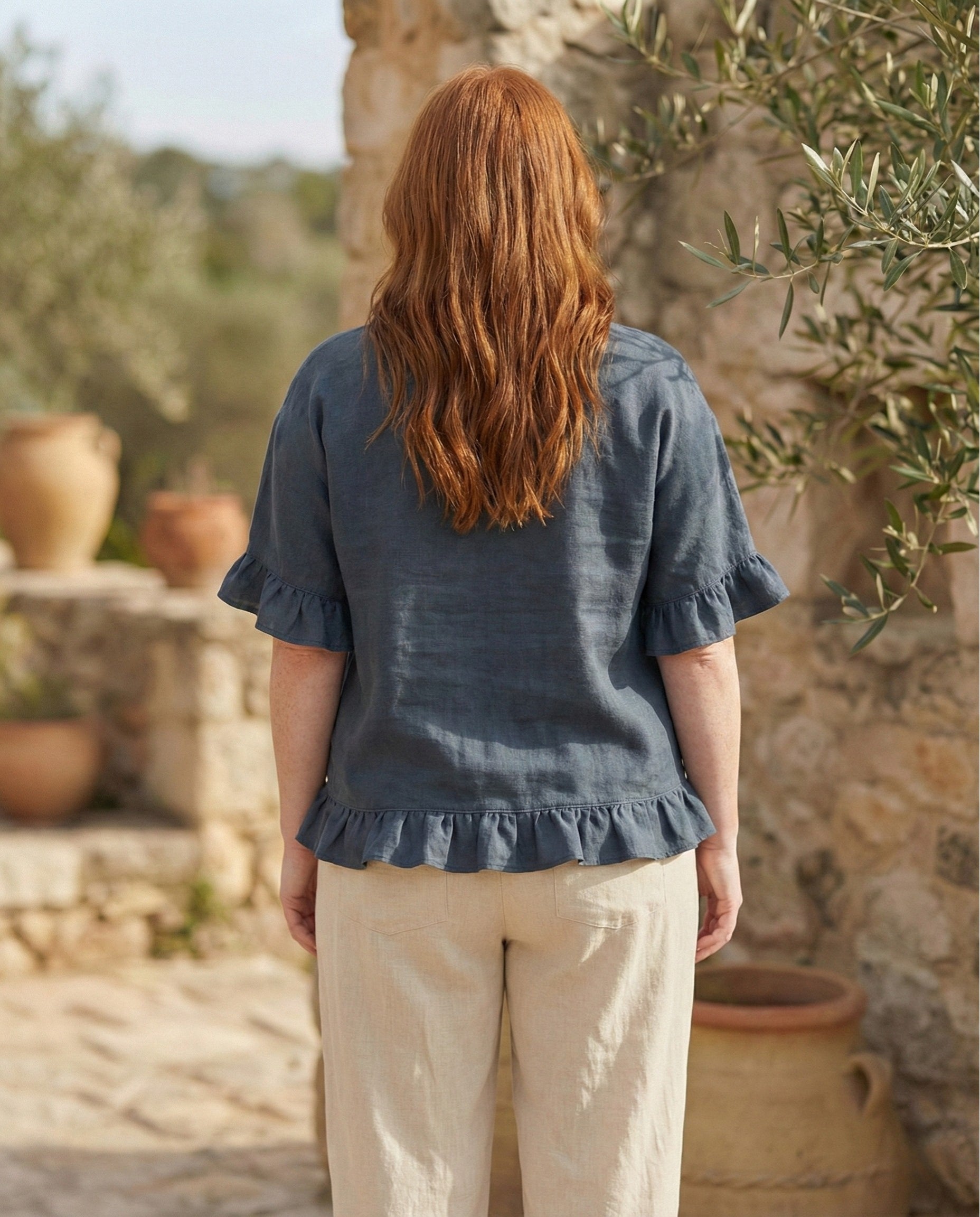 Ruffled Linen Blouse