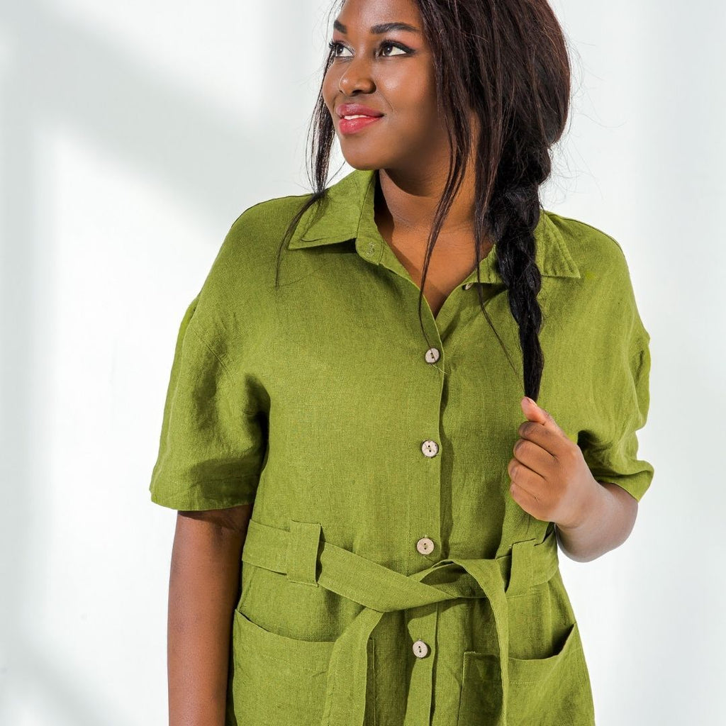 Elbow Sleeve Linen Tunic Dress LineniaDream Elbow Sleeve Linen Tunic Dress LineniaDream