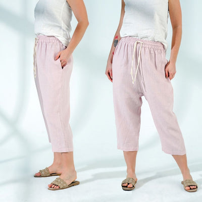 Drawstring Waist Linen Woman Pants