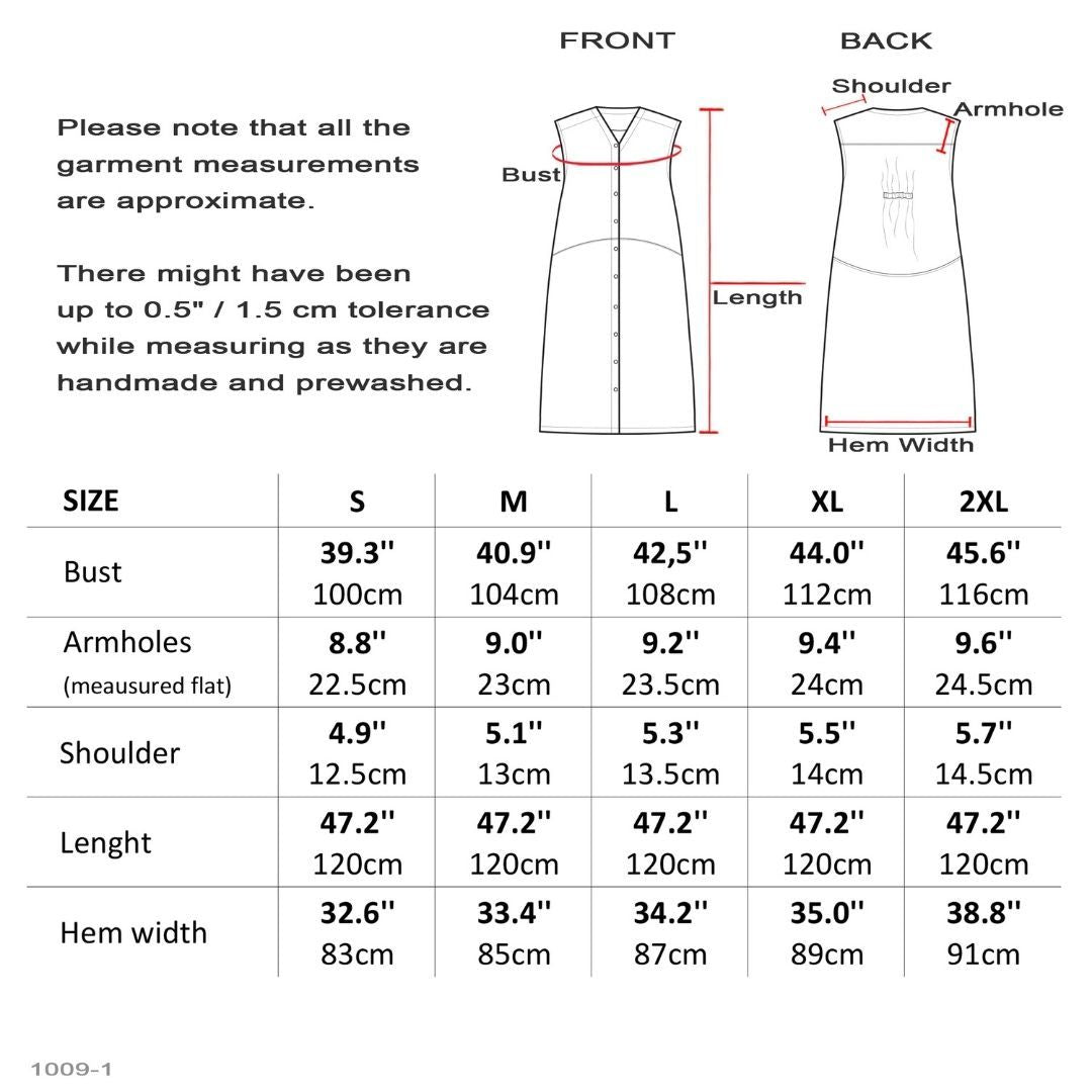 ElasticBackLinenFlaxDressSizeChart