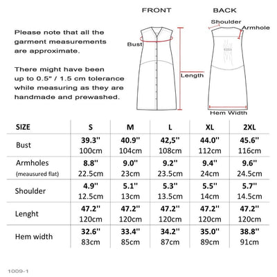 ElasticBackLinenFlaxDressSizeChart