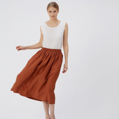 Elastic Waist Linen Skirt