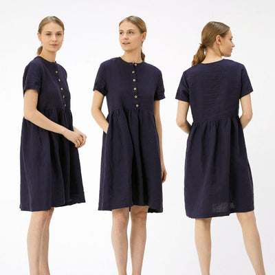 Knee Length Linen Dress