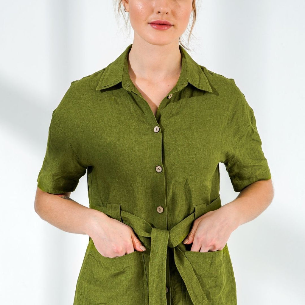 Elbow Sleeve Linen Tunic Dress LineniaDream Elbow Sleeve Linen Tunic Dress LineniaDream
