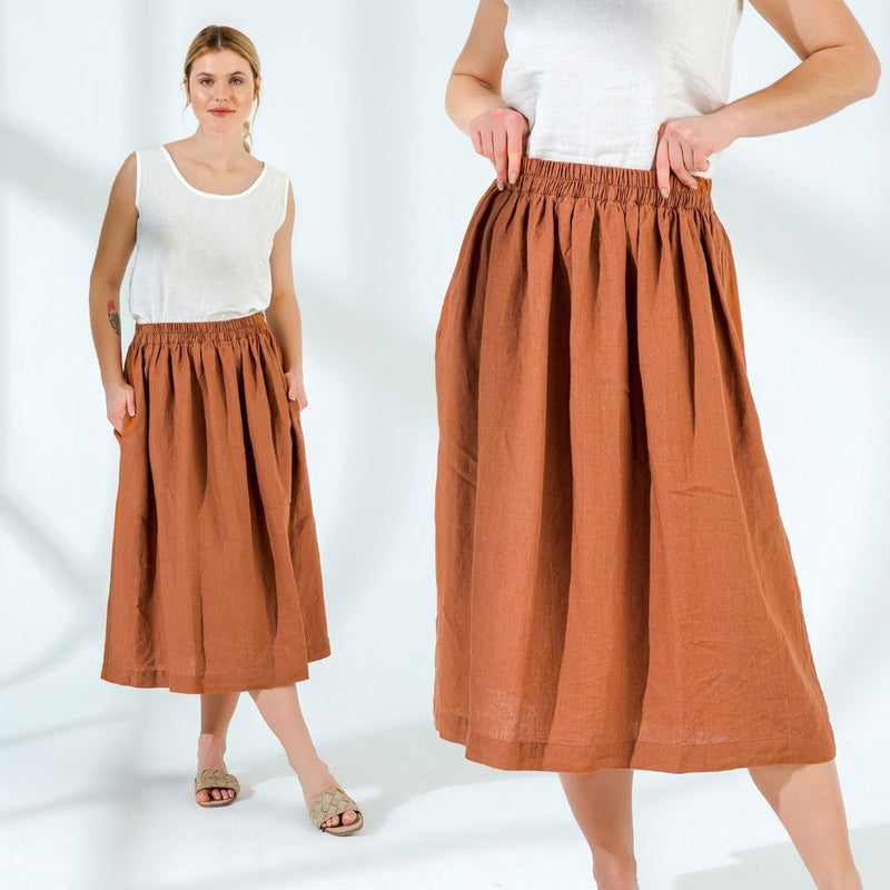 Midi Linen Skirt