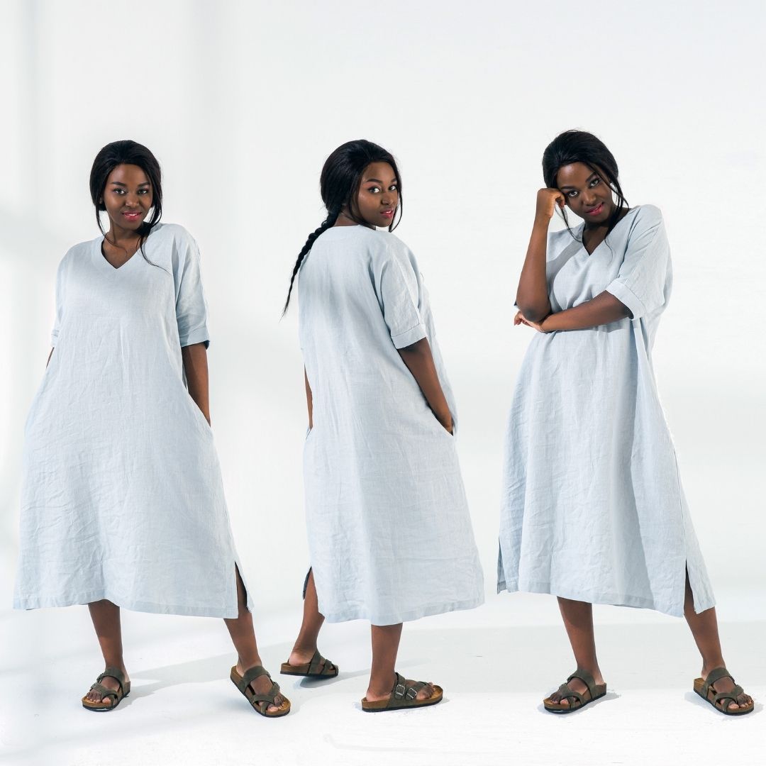 V Neck Linen Tunic Dress V Neck Linen Tunic Dress