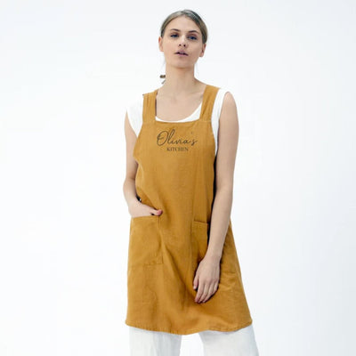 Cross Back Linen Apron