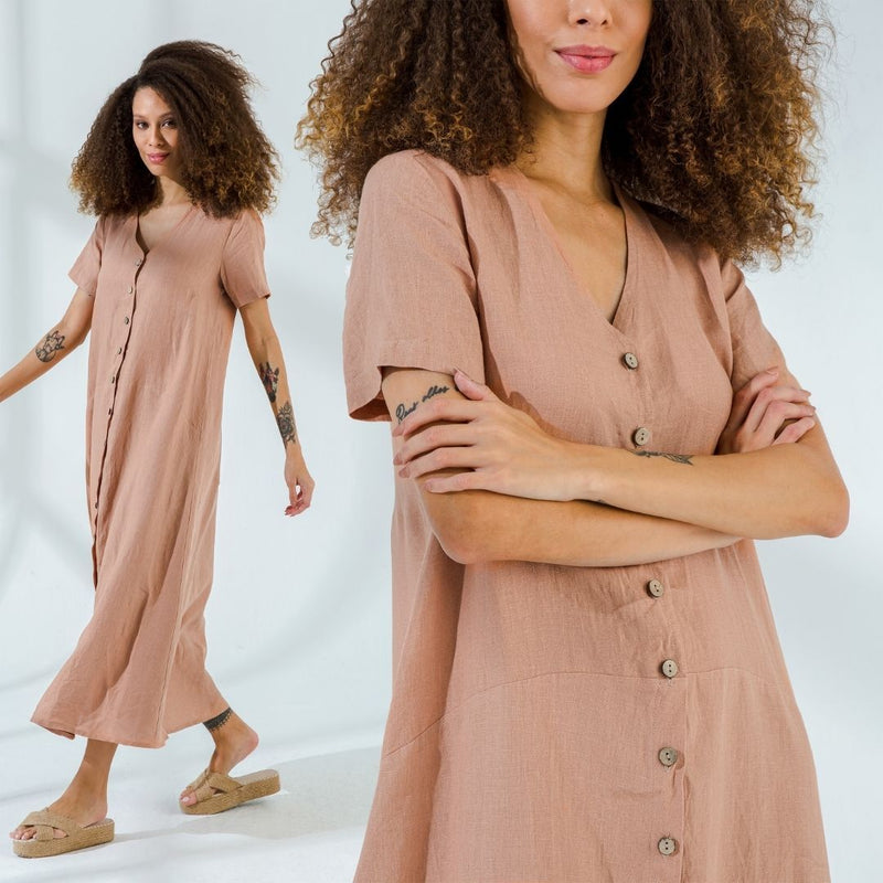 Short Sleeve Linen Dress