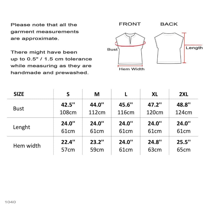 ShortSleeveLinenTopSizeChart