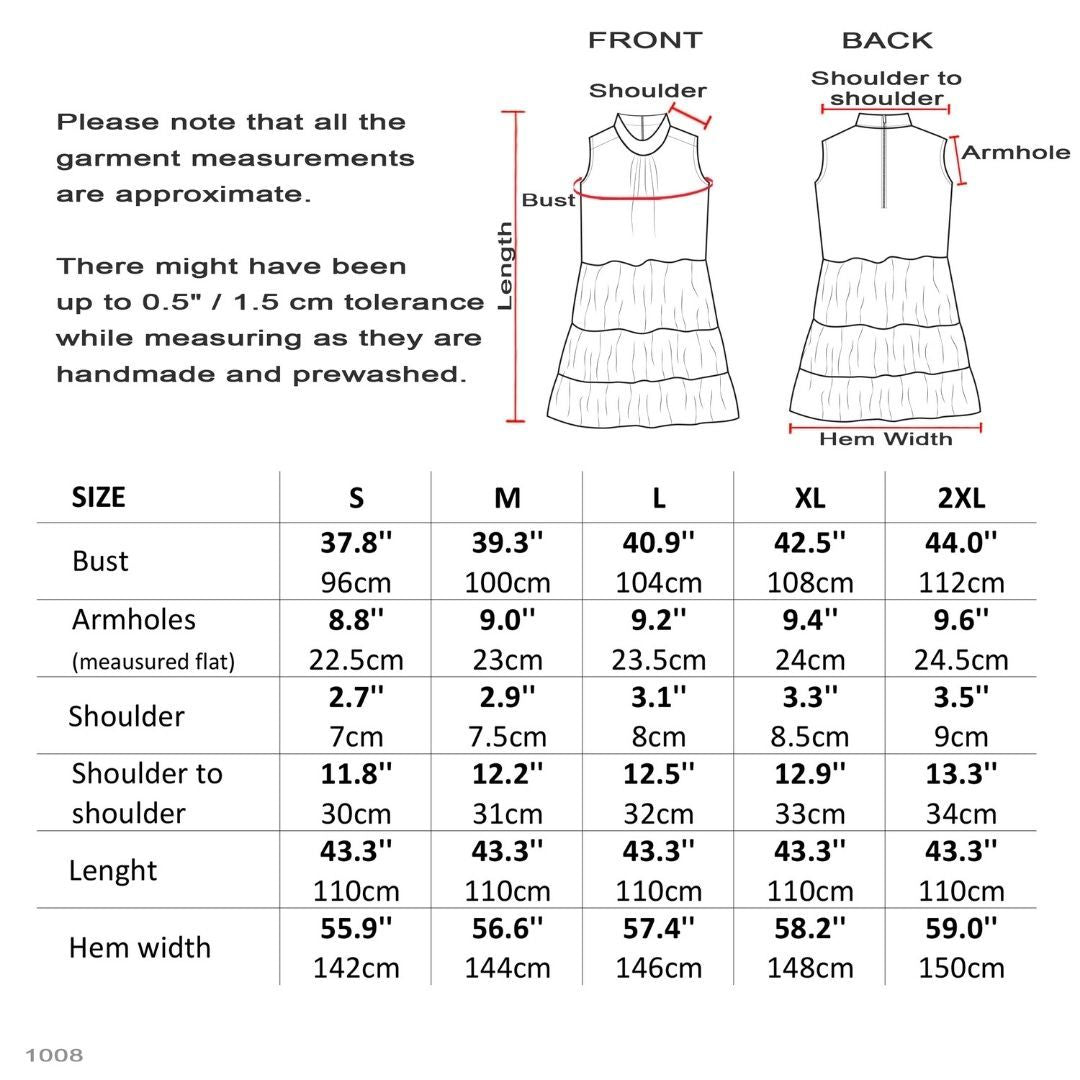 Tiered Linen Summer Dress Size Chart