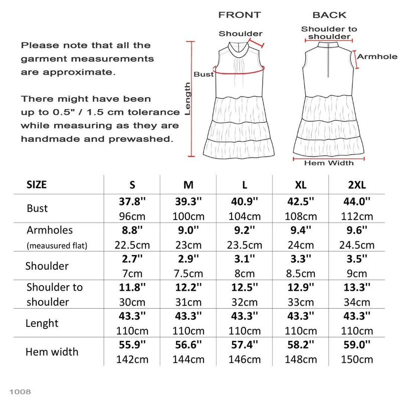 Tiered Linen Summer Dress Size Chart