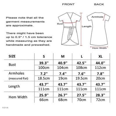 Wrap Linen Dress With Pockets Size Chart