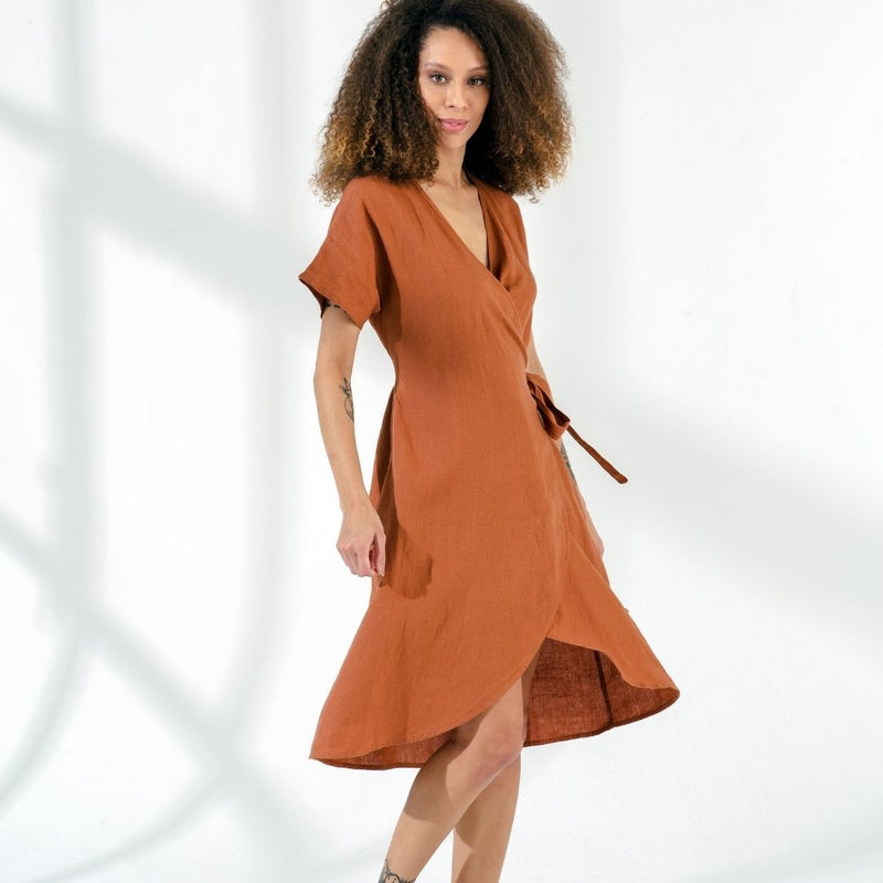 Wrap Linen Dress with Pockets – LineniaDream