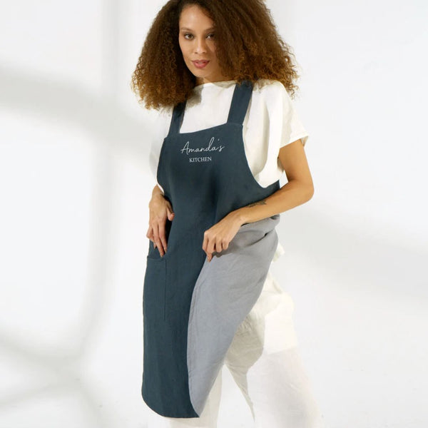 Cross Back Linen Apron – LineniaDream