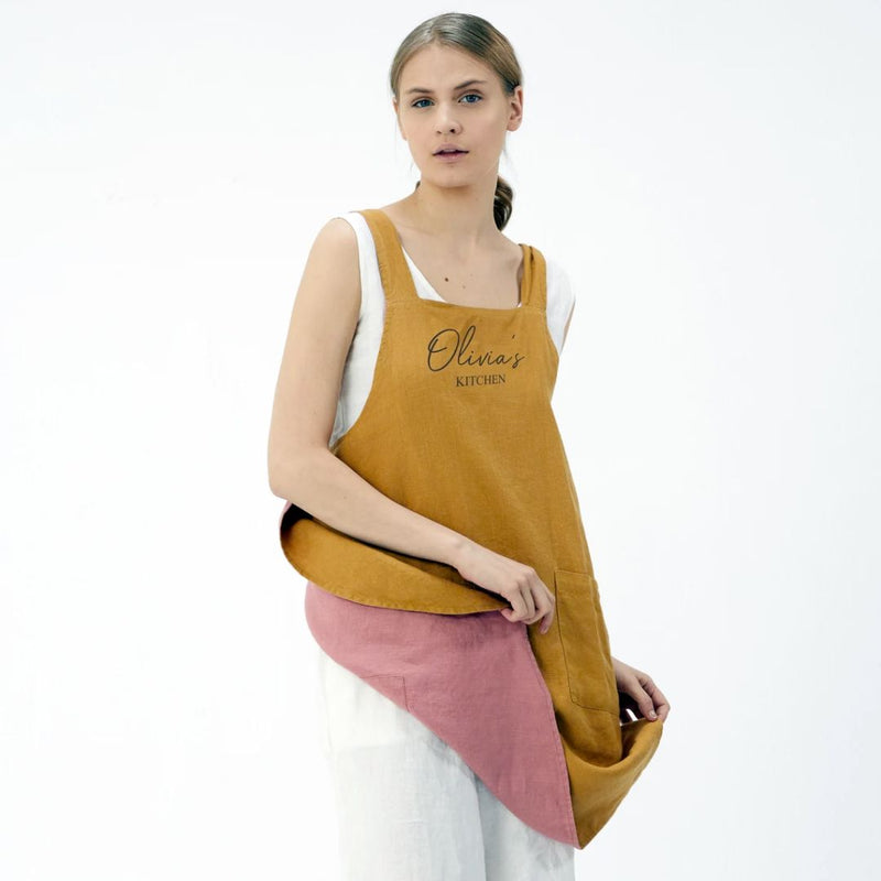 Cross Back Linen Apron